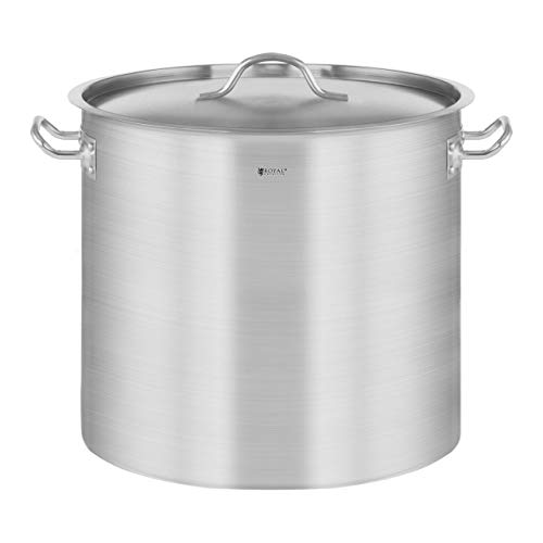 Royal Catering Olla De Inducción Cacerola Profesional RCST-17E3 (Con Tapadera, Acero Inoxidable, Bordes Antigoteo, Fondo de 3,8 mm, 17 Litros) Cover