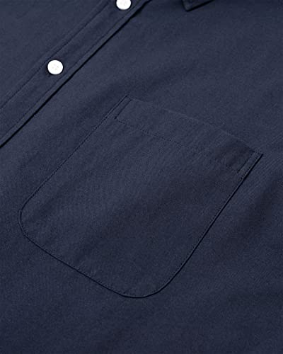Image of Alimens & Gentle Mens Solid Oxford Shirt Long Sleeve Dress Shirt Work Casual Button Down Shirts with Pocket