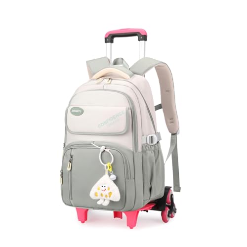 Sopnorm Mochila de rodinhas com 6 rodas para meninas e meninos, bolsa infantil com rodinhas para ensino fundamental e médio, 6 rodas - nº 275 verde