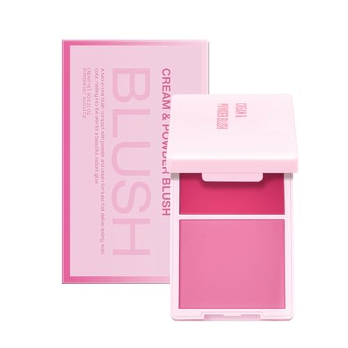 Two Shade Blusher Crema Compacta 2 en 1 y Polvo Rouge para una fácil aplicación y sin costuras para todos los tonos de piel. Polvo colorete
