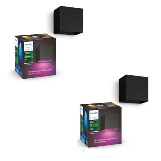 Philips Hue White and Color, lot de 2 appliques murale extérieure Resonate, anthracite, IP44, fonctionne avec Alexa, Google Assistant et Apple Homekit