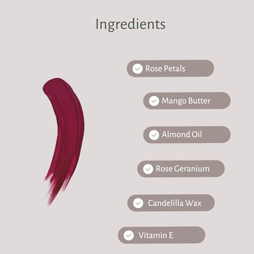 Image of Gulab Lip Balm for Pigmented & Chapped Lips | Enriched with Rose Geranium, Candelilla Wax & Almond Oil | Soothes, Repairs & Adds Pink Glow | All Natural, Handmade, Plant Based, Vegan and Chemical Free | 10 g | Pack of 2