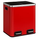 🔄 SYSTÈME DE FERMETURE SILENCIEUX - Les couvercles de la poubelle sont équipés d'amortisseurs intégrés qui les referment automatiquement et en silence, assurant une utilisation agréable sans bruit gênant !