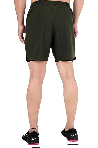 Image of FUAARK Double Layer 2 in 1 Sports Shorts with Inner Tights for Men Gym Tight Short with Pocket
