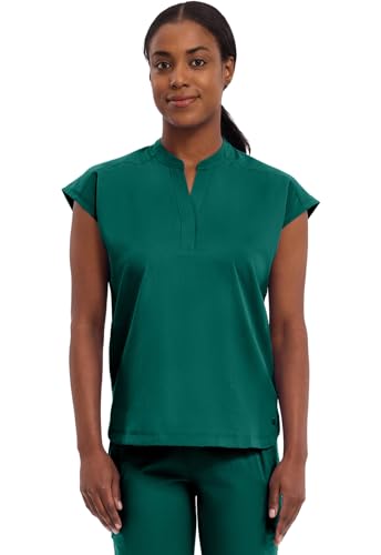 Healing Hands Women's Scrub Top Relaxed Fit Journey Top - 2 Pockets with Knit Details, Dolman Sleeve and Rounded Hem - 2152