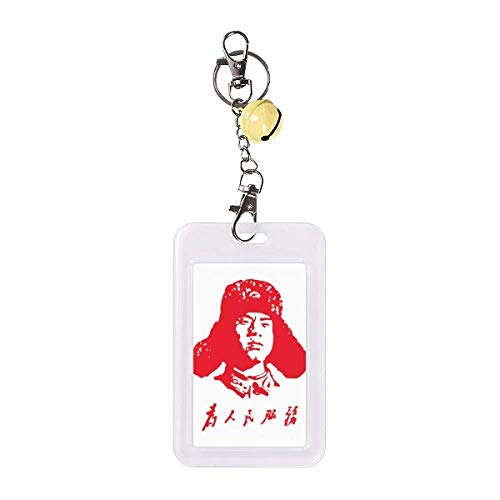 Badge Lei Feng en porcelaine rouge pour carte avec sa clochette jaune