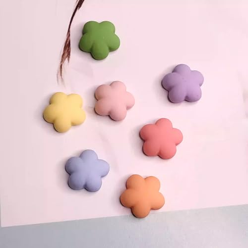 Ponko マカロンカラー マグネット 冷蔵庫用 14個セット（4種類×7色） 丸型 星型 花型 ハート型 強力磁石 インテリア デコレーション かわいい おしゃれ ギフト ホワイトボード メモ固定 (花*14)