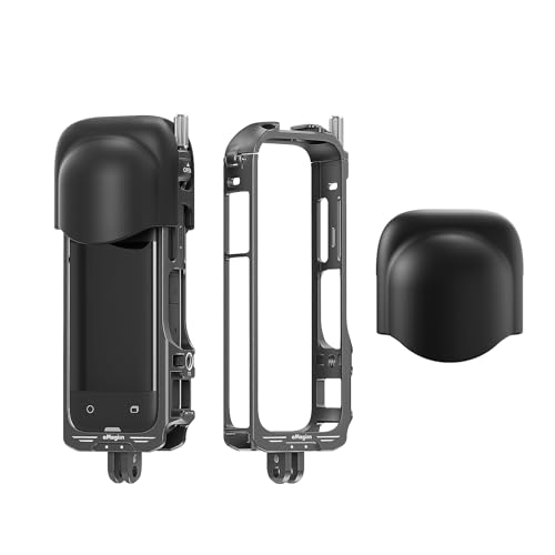 Aluminum Frame Cage Silicone Lens Cap Set for Insta360 X4, Metal Protective Case Housing Shell, Camera Stand Expansion Adapter with Foldable 2-Prong Mount and 1/4 Thread Hole