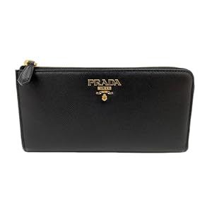 Prada Saffiano Long Continental Zip Wallet Black Leather Gold Logo