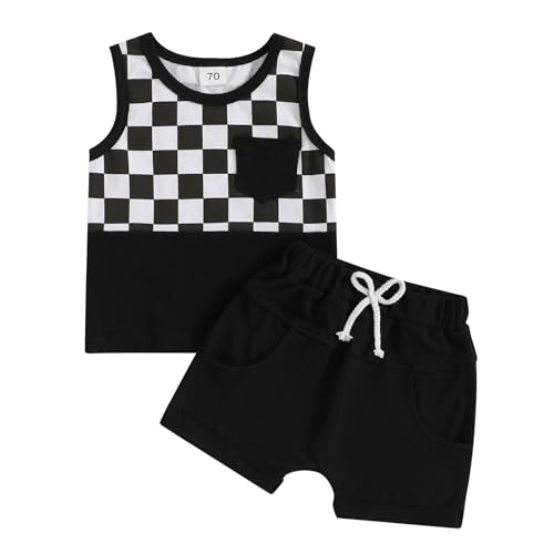 Image of Toddler Baby Boy Summer Outfit Sleeveless T Shirt Top Casual Shorts Set Infant Newborn Clothes 6 12 18 24 Month 2T