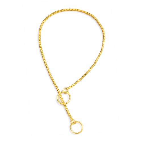 Image of Heavy Duty Choke Swivel Metal Dog Chain - Durable Training Collar with Strong Links & 360 Swivel for Medium & Large Dogs (Snake Chain 4 MM - Golden)