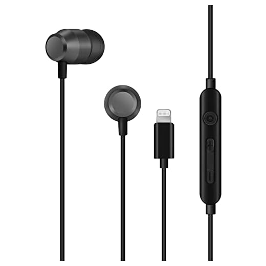 PALOVUE Lightning Headphones Earphones Earbuds in-Ear Magnetic MFi Certified with Microphone Compatible iPhone 14 13 12 11 Pro Max iPhone X XS Max XR iPhone 7 8 Plus iPad Metallic Black