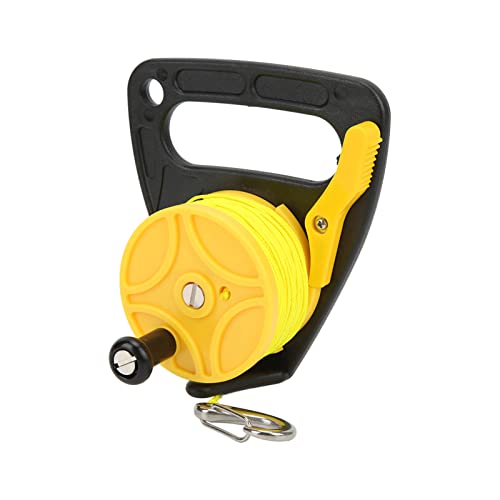 Carrete de buceo alambre amarillo de nailon con gancho inoxidable 7