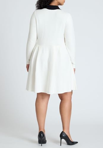 ELOQUII Women's Plus Size Collared Sweater Dress with Buttons2