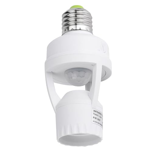 PIR Motion Sensor Light Socket Smart Screw in Light Bulb Outlet Compatible with E26/E27 Motion Activated Bulb Holder Adapter Automatic Control for Garage Storage Room