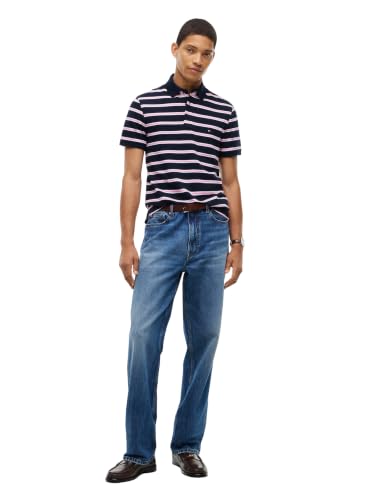 Image of Tommy Hilfiger Men's Short Sleeve Polo Shirts in Slim Fit with Stretch and Organic Pique Cotton