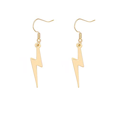 MANZHEN Simple Lightning Bolt Dangle Drop Earrings Women Flash Earrings Jewelry (gold)