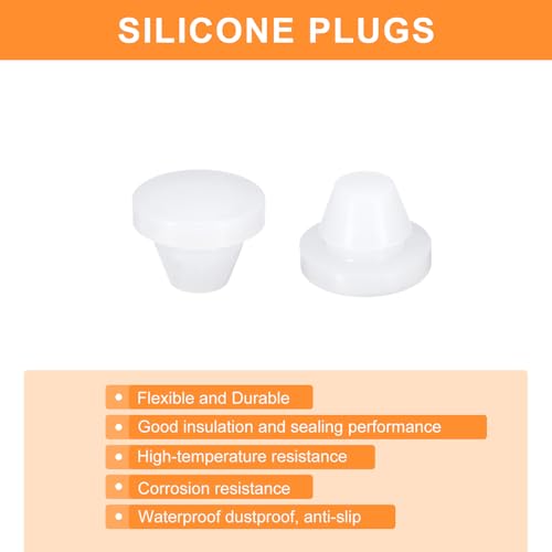 Image of uxcell 16 Pcs Silicone Plugs, Rubber Round Snap in Locking Hole Plugs for 8-8.5mm Hole, Hole Stoppers Waterproof Hole Plug for Metal Tube, Furniture End Caps Inserts, Clear
