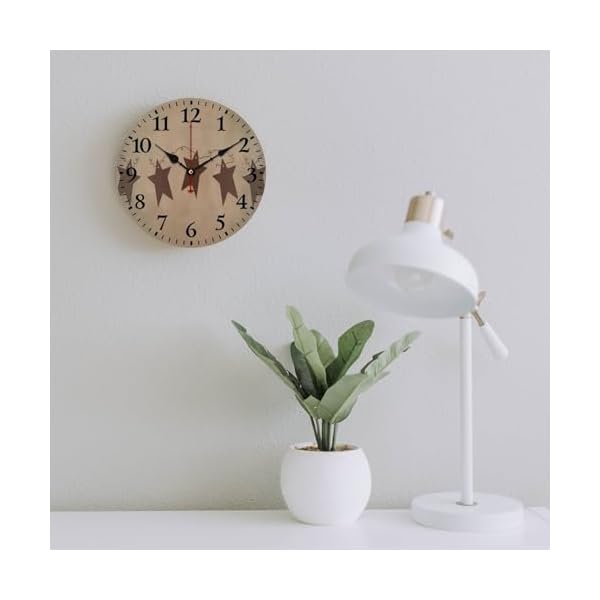   Brown-Vintage-Rusty-Stars-Primitive-Country-Silent-Wall-Clock-Vintage-Rustic-Decoration-Round-Wall-Clock-for-Bedroom-Bathroom-Living-Room-Home-Office98in