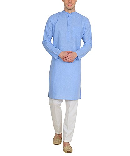 Kurta Pyjama Lin Homme XL Bleu Ciel : Fini la Chaleur en Été