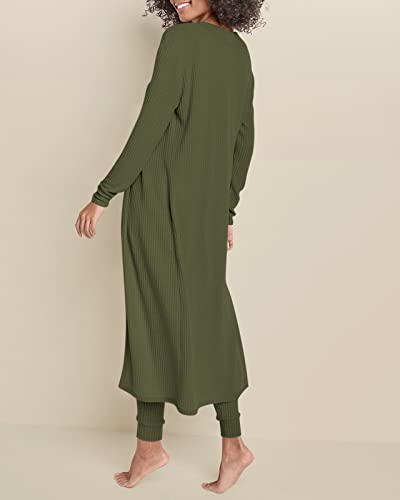 Image of Eurivicy Womens Lounge Set Waffle Knit 3 Piece Pajama Sets Tank Tops Loose Pants with Long Cardigan Loungewear 2026
