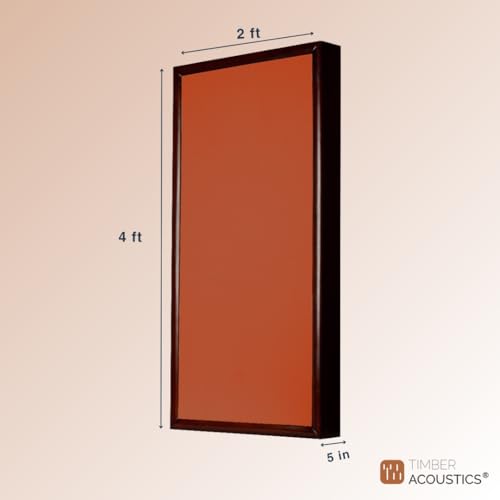 Image of Timber Acoustics Soundproofing Wooden Frame Acoustic Panels, Rockwool Safe 'n' Silent Pro. (WALNUT) [SET OF 3] (Orange, 2'X4'X5 inch)
