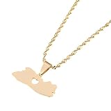 El Salvador Map Pendant Necklace for Women/Men Gold Color Jewelry Map of El Salvador Necklaces (Gold)