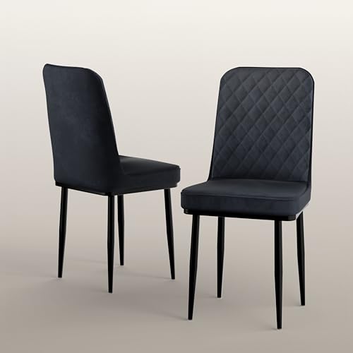 Image of IKON Premium Velvet Dining Chair with Cushioned Seat & Metal Legs | Premium Accent Chair for Living Room, Bedroom & Balcony | D.I.Y (Slate Grey)