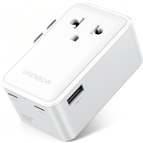 UPXNBOR Reiseadapter Weltweit Ultra-Flacher Universal Reisestecker Travel Adapter mit 1 USB-A & 2 USB-C Kompakter Steckdosenadapter für USA UK England Japan Thailand und Australien