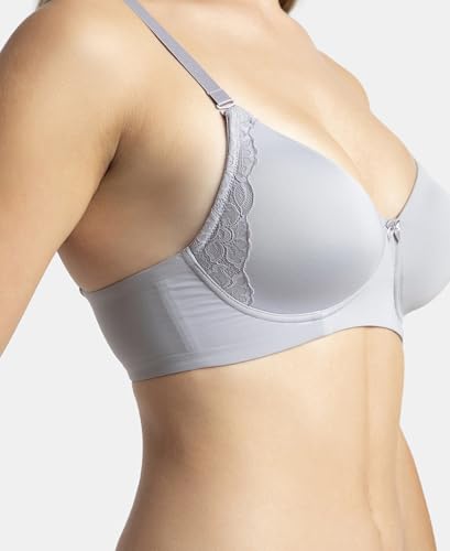 Image of Jockey 1816 Women Wirefree Padded Soft Touch Microfiber Elastane Stretch Full Coverage T-Shirt Bra with Lace Styling