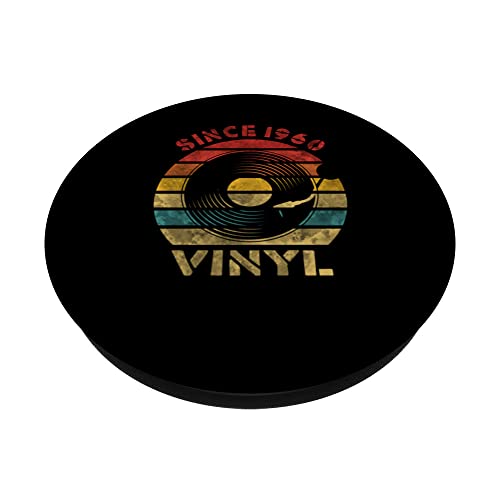 Since 1960 Vinyl Retro Record Vintage Music PopSockets Swappable PopGrip, Black - Image 2