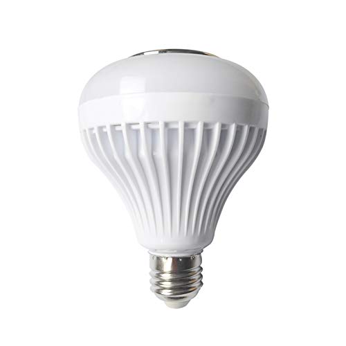 Carolilly Lampe Ampoule Bluetooth LED Musique Lampe d 'Ambiance Multicouleur Télécommande Ampoule Bluetooth Enceinte Connectée (Blanc, OneSize)