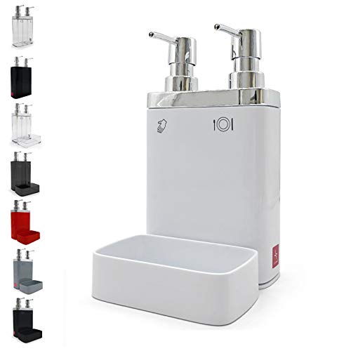 Primanova Viva Double distributeur de savon liquide avec support Blanc Cover
