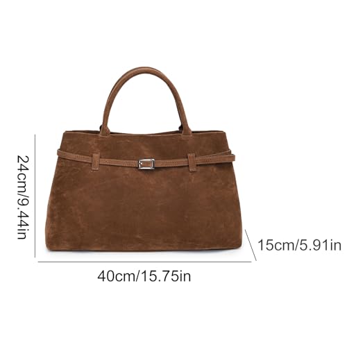 Bolso Tote de gamuza marrón para mujer miniatura 6