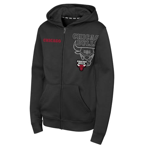 NBA Chicago Bulls - Felpa Nera con Cappuccio e Zip