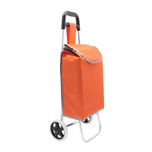 Einkaufstrolley Treppensteiger, Trolly Einkaufswagen Klappbar und belastbar bis 25 kg, 3in1 Trolley Sackkarre & Umhängetasche (Orange)