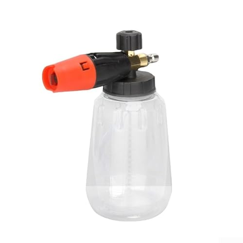 Zilimontt Botella de espuma de alta presión para lavado de coches y uso en jardín, construcción de plástico de cobre en colores blancos transparentes (maceta transparente)