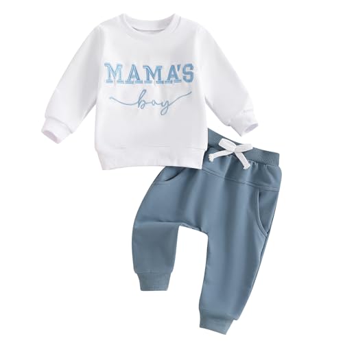 Image of LIOMENGZI Toddler Baby Boy Cute Clothes Outfits Mamas Boy Fall Winter Sweatshirt Pants Outfit Infant Boy Fall Clothes Set