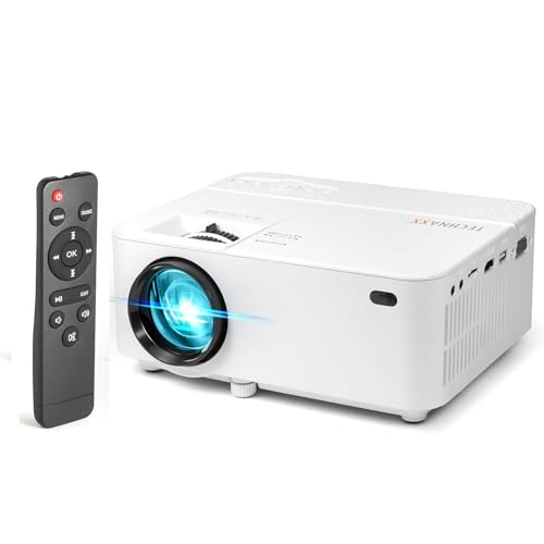 Technaxx Mini Proiettore TX-113 – Videoproiettore Portatile con Lettore Multimediale, Schermo 32'-176', 1800 Lumen, LED 40.000h, HDMI/USB/MicroSD/VGA/AV, Altoparlanti Stereo, Cinema Casa & Esterno