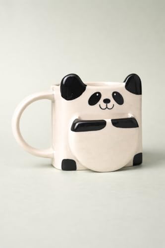 Image of Valentine's Gift Cute Panda Couple Mug - 3D Sculpted Ceramic Animal Mug for Romantic Gifting by GupShupCups