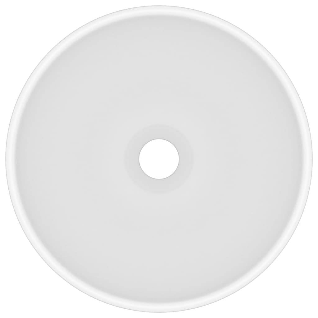 vidaXL Lavabo de Lujo Redondo Tocador Montado Encima Piedra Vasija Aseo Indoro Garaje Fácil de Limpiar de Cerámica Blanco Mate 32,5x14 cm