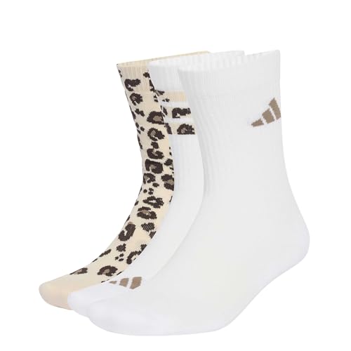 adidas Unisex Leo Graphic Socks 3 Pair Pack Socks Crystal Linen/Khaki Six/dark brown S