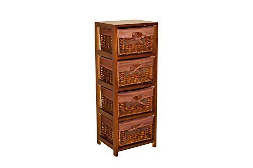 Borras Hnos - Mueble 4 cajones Mimbre Color Miel. (Color: Miel Tamaño: 30x25x80)