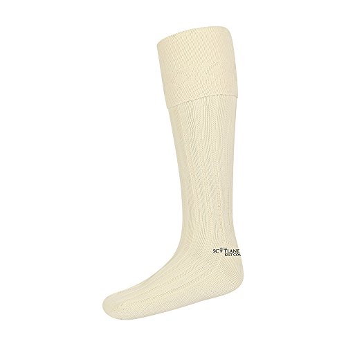 The Scotland Kilt Company Scottish Gents Kilt Hose Socks - Cream Scottish Wool Blend - 3 Sizes