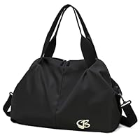 Vllcsla Sporttasche Damen Klein Reisetasche, 45x27x20 cm, mit Nassfach, Weekender Fitness Gym Bag, Sport Tasche Damen Fitnessstudio Gym Tasche, Leichte Weiche Sporttasche, Schwarz