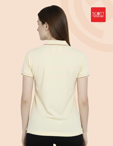 Image of Scott International Women's Cotton Polo T-Shirt | Half Sleeve Plain Collar Tee | Stylish Casual Top | Plain T-Shirt for Girls | Workwear for Office & Casual Wear