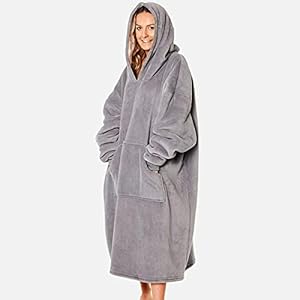 Sienna Extra Long Oversized Blanket Hoodie Wearable Throw with Pockets Sleeves Soft Sherpa Fleece Wearable Throw Giant…