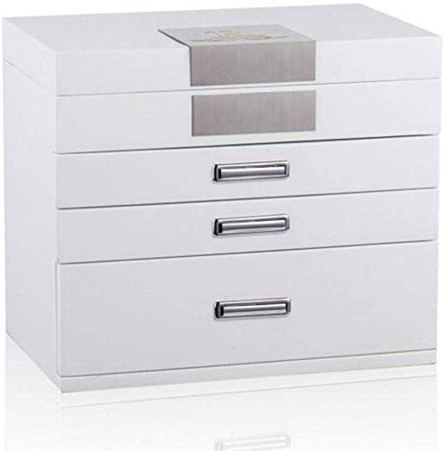 MWPO Joyero Blanco Grandes Cajas de joyería de Madera Organizador de exhibición para niñas Anillos de Terciopelo Pendientes Relojes Caja de Almacenamiento Negra Embalaje Estuche de Espejo