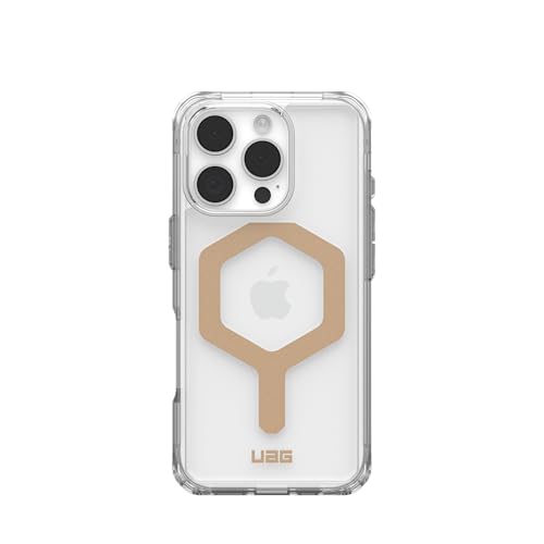 Image of URBAN ARMOR GEAR UAG Designed for iPhone 16 Pro Case 6.3 inch Plyo - Compatible with MagSafe Charging Rugged Slim Anti-Yellowing Transparent Clear Shockproof Military Grade Protective Cover, Ice /Gold