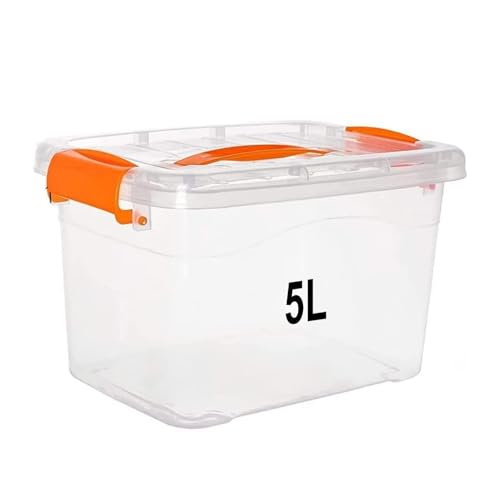 Premify 5L Clear Plastic Storage Box Stackable & Lockable Container for Home Office and Garage Organization